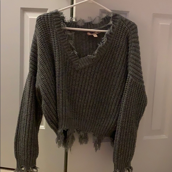 Free People Sweaters - free people ripped grey sweater